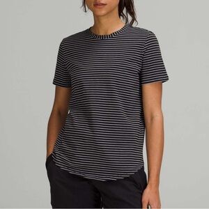 Lululemon Love Crewneck Black and White Striped Athletic Shirt M/L
